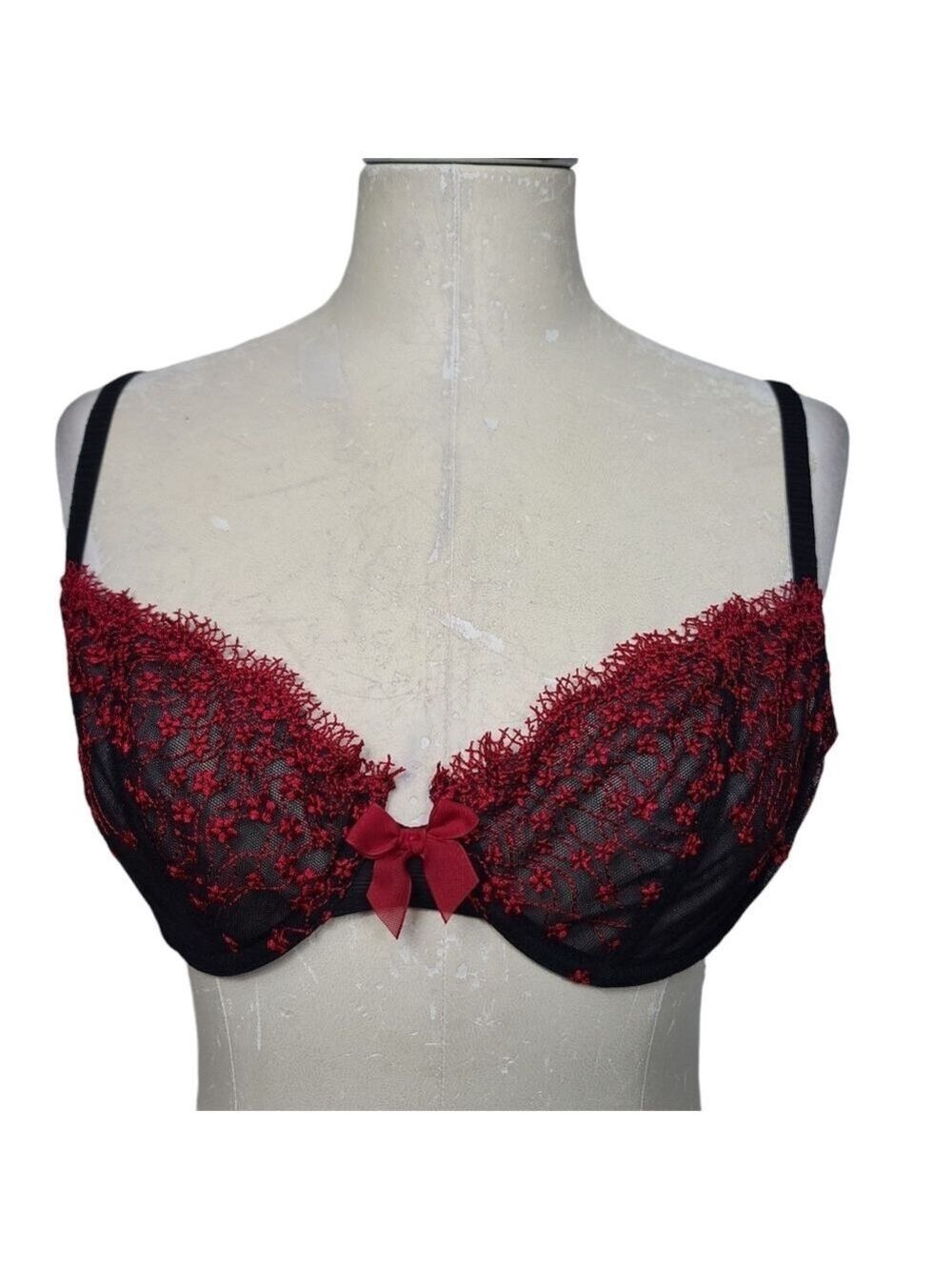 Simply Vera Vera Wang Red Black Floral Bra 34C